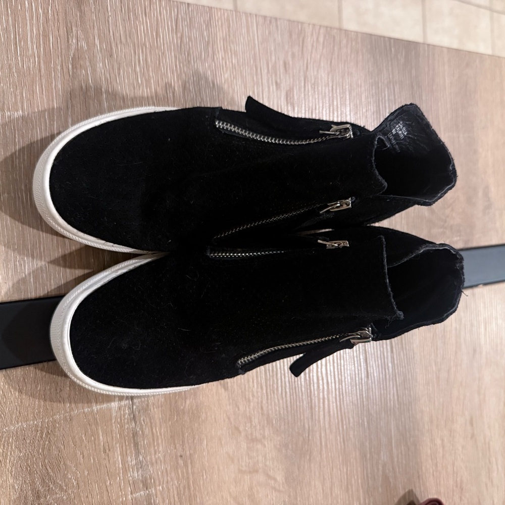 Steve Madden Black Suede Sneakers with White Soles